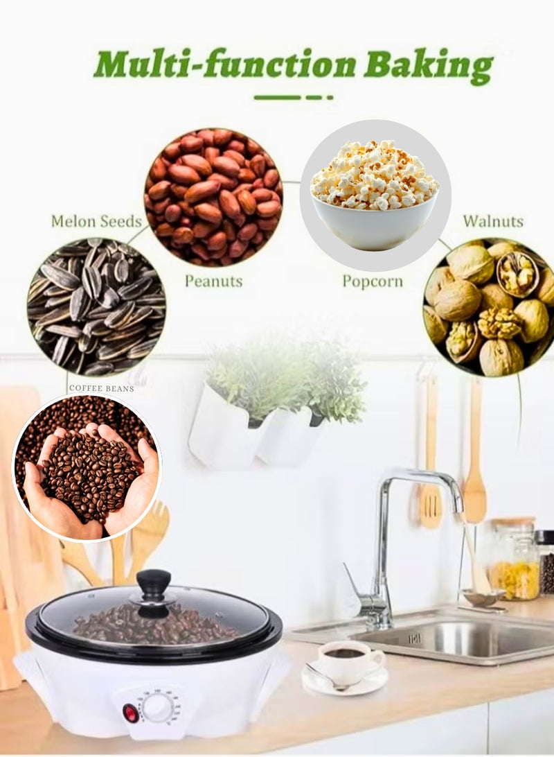 تريدجيت محمصة قهوة وصانعة فشار كهربائية 1200 واط - وعاء ألومنيوم مصبوب مع شفرة تحميص ستانلس ستيل	محمصة منزلية متعددة الوظائف مع تحكم في الحرارة للقهوة والمكسرات - Image 3